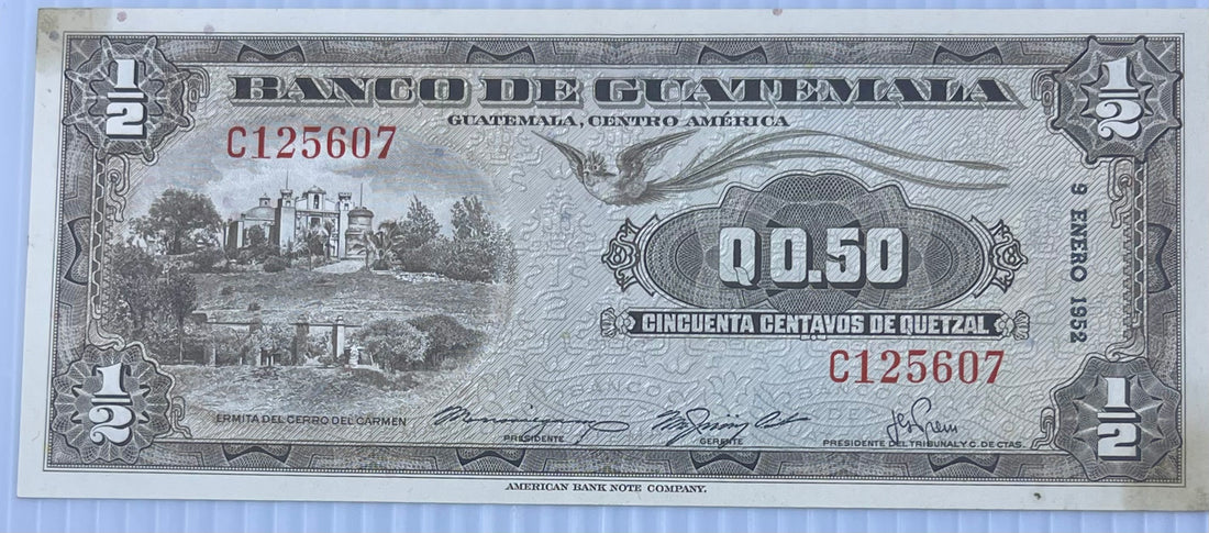 Guatemala 1952 50 Centavos P-23 Banknote - Cool Coins & Notes