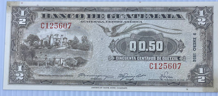 Guatemala 1952 50 Centavos P-23 Banknote - Cool Coins & Notes