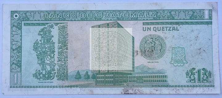 Guatemala 1993 1 Quetzal P-87 Used World Banknote Cool Coins & Notes 