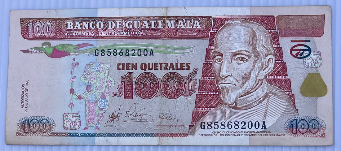 Guatemala 1998 100 Quetzales P-103 Used World Banknote Cool Coins & Notes