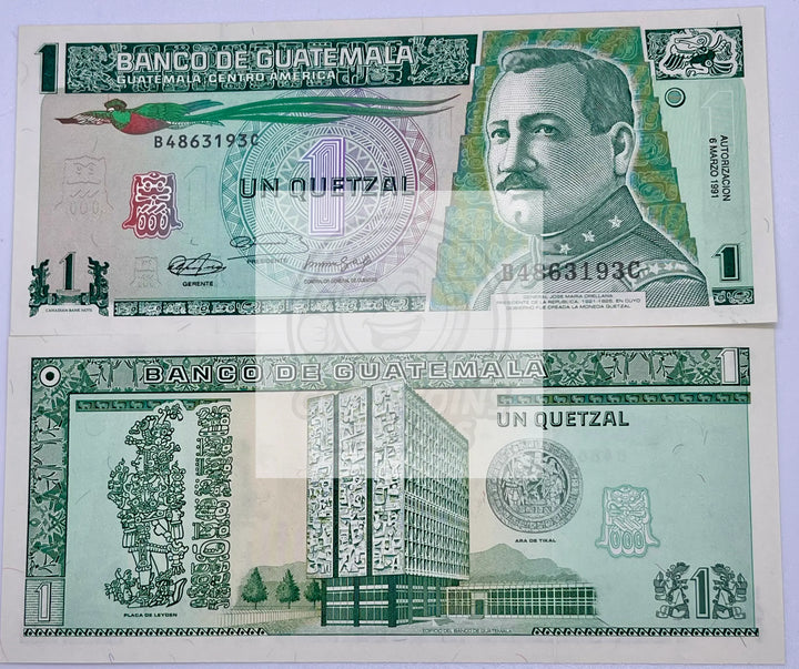 Guatemala, 1 Quetzal, 1991, P-73b, UNC Banknote - Cool Coins & Notes
