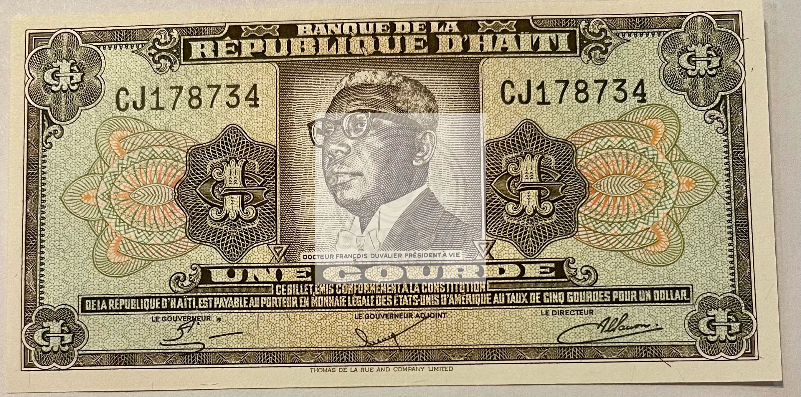 Haiti 1 Gourde Banknote, 1968, P-196a, UNC Banknote - Cool Coins & Notes