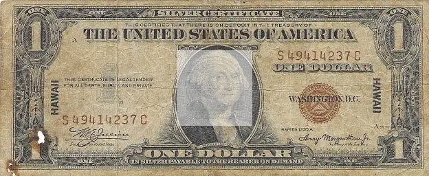 Hawaii $1 Note 1935 A Circulated WW2 Banknote Currency - Cool Coins & Notes