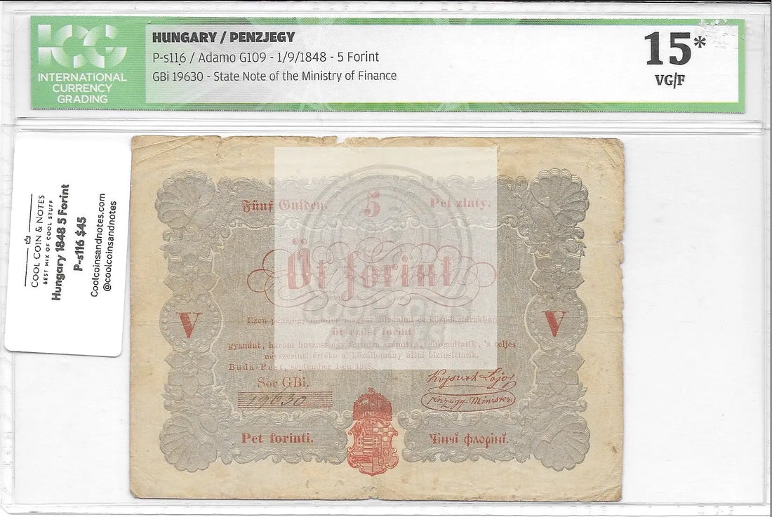 Hungary 1848 5 Forint  P-s116 ICG 15 VG/F - Cool Coins & Notes
