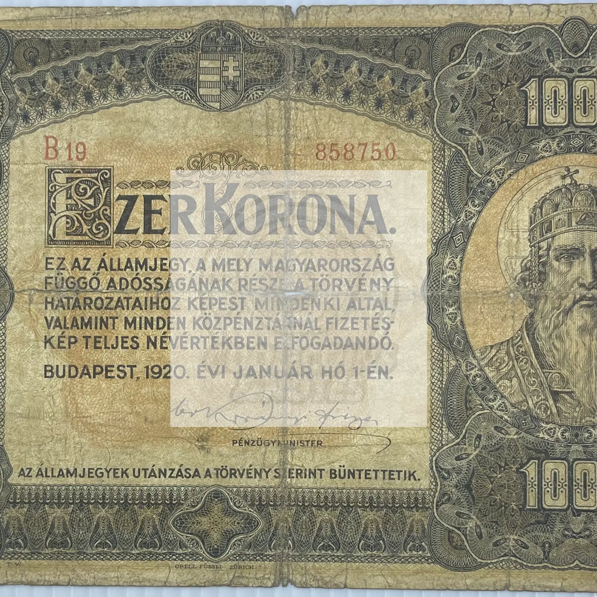 Hungary-1920-1000-Korona-P-66s-Used-World-Banknote-Currency-Cool-Coins ...