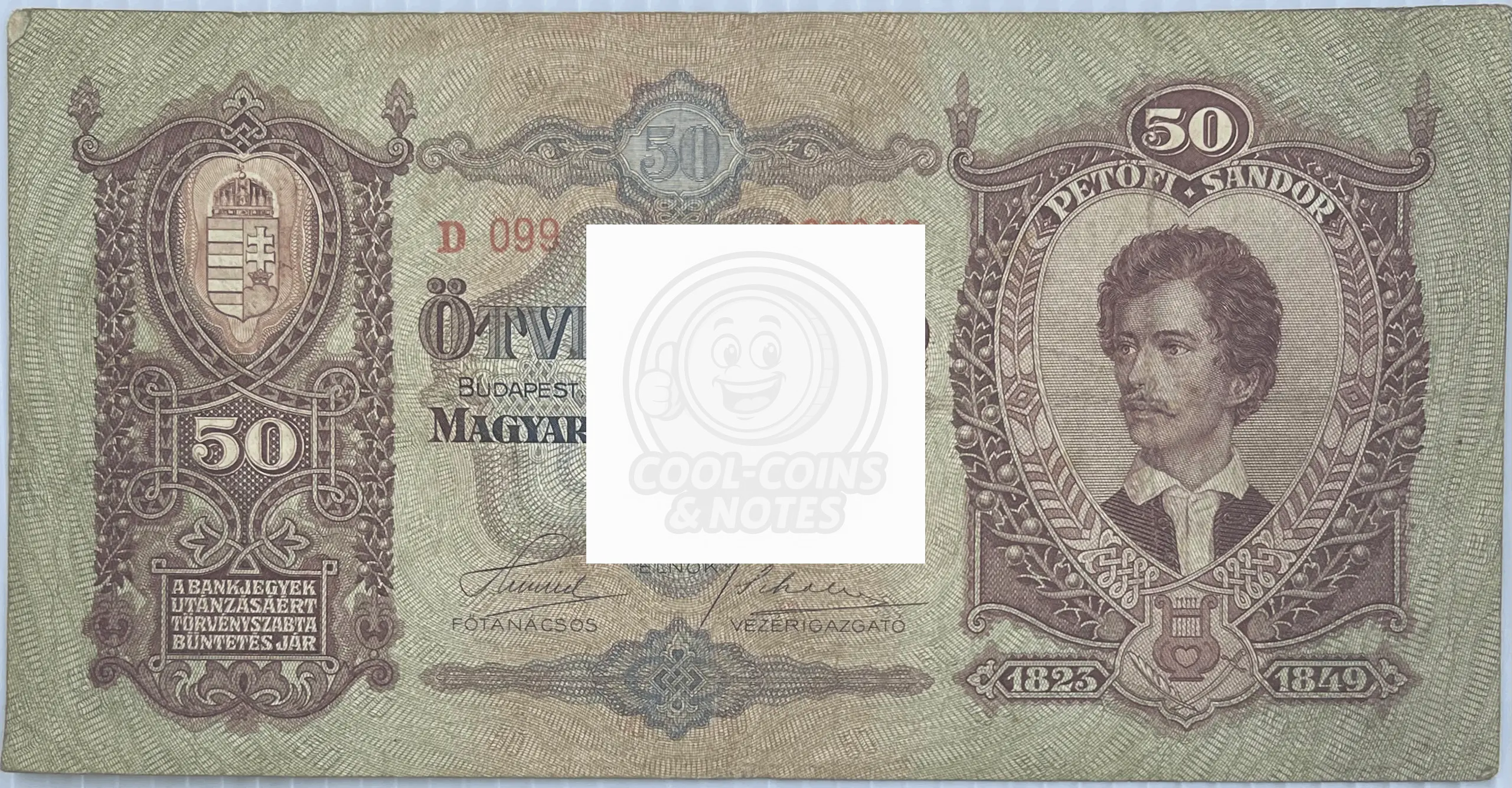 Hungary 1932 50 Pengo P-99 Used World Banknote Currency
