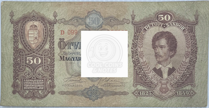 Hungary 1932 50 Pengo P-99 Used World Banknote Currency