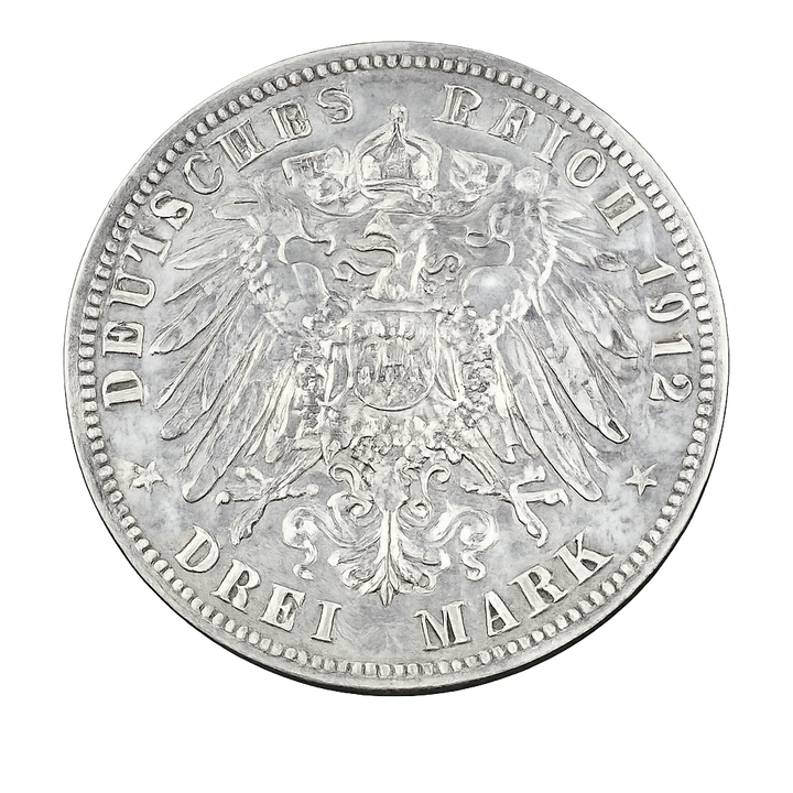 Hamburg 3 Mark 1912 J Silver Coin KM#620