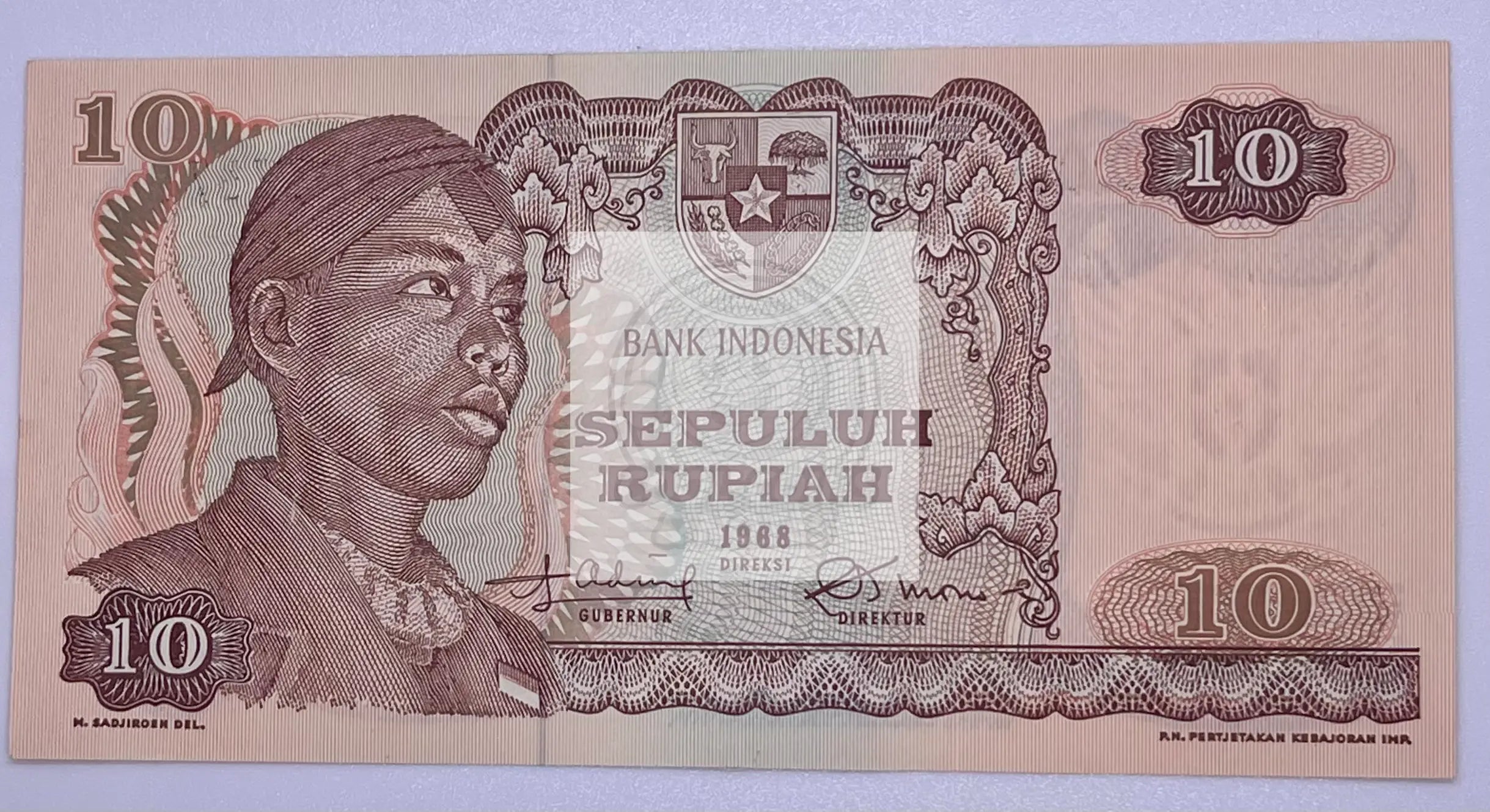 INDONESIA  10 RUPIAH 1968 P-105 UNC  World Banknote - Cool Coins & Notes