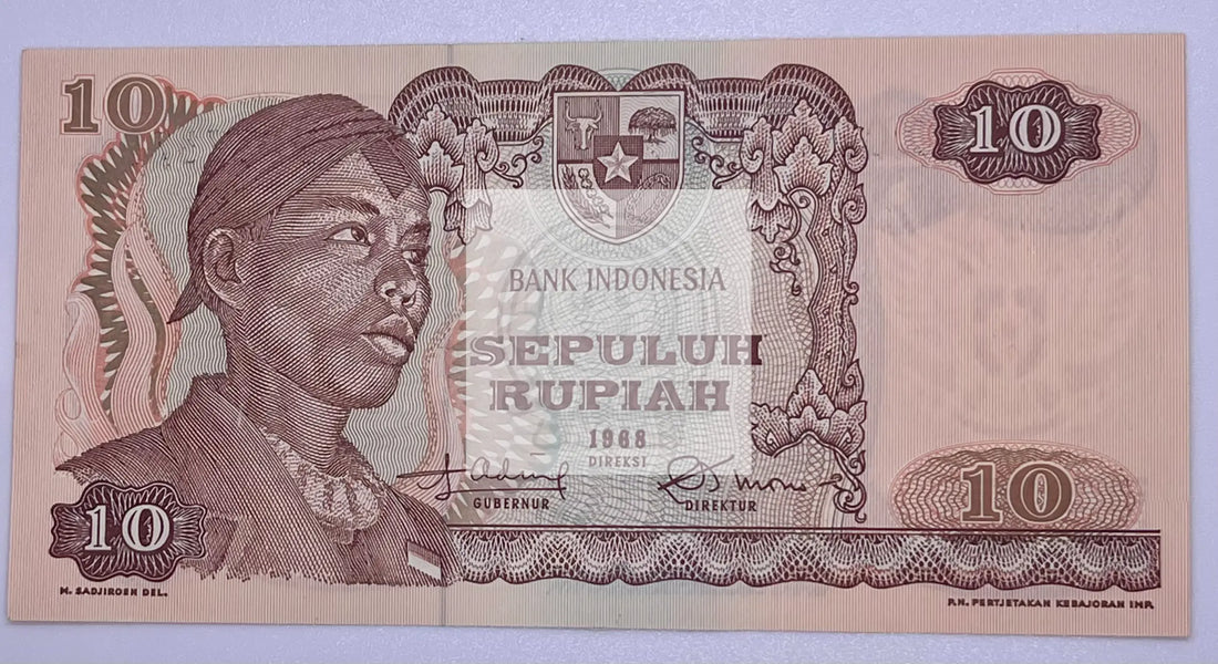INDONESIA  10 RUPIAH 1968 P-105 UNC  World Banknote - Cool Coins & Notes