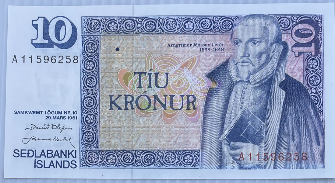 Iceland 1961 10 Kroner P-48a UNC World Banknote Currency - Cool Coins & Notes