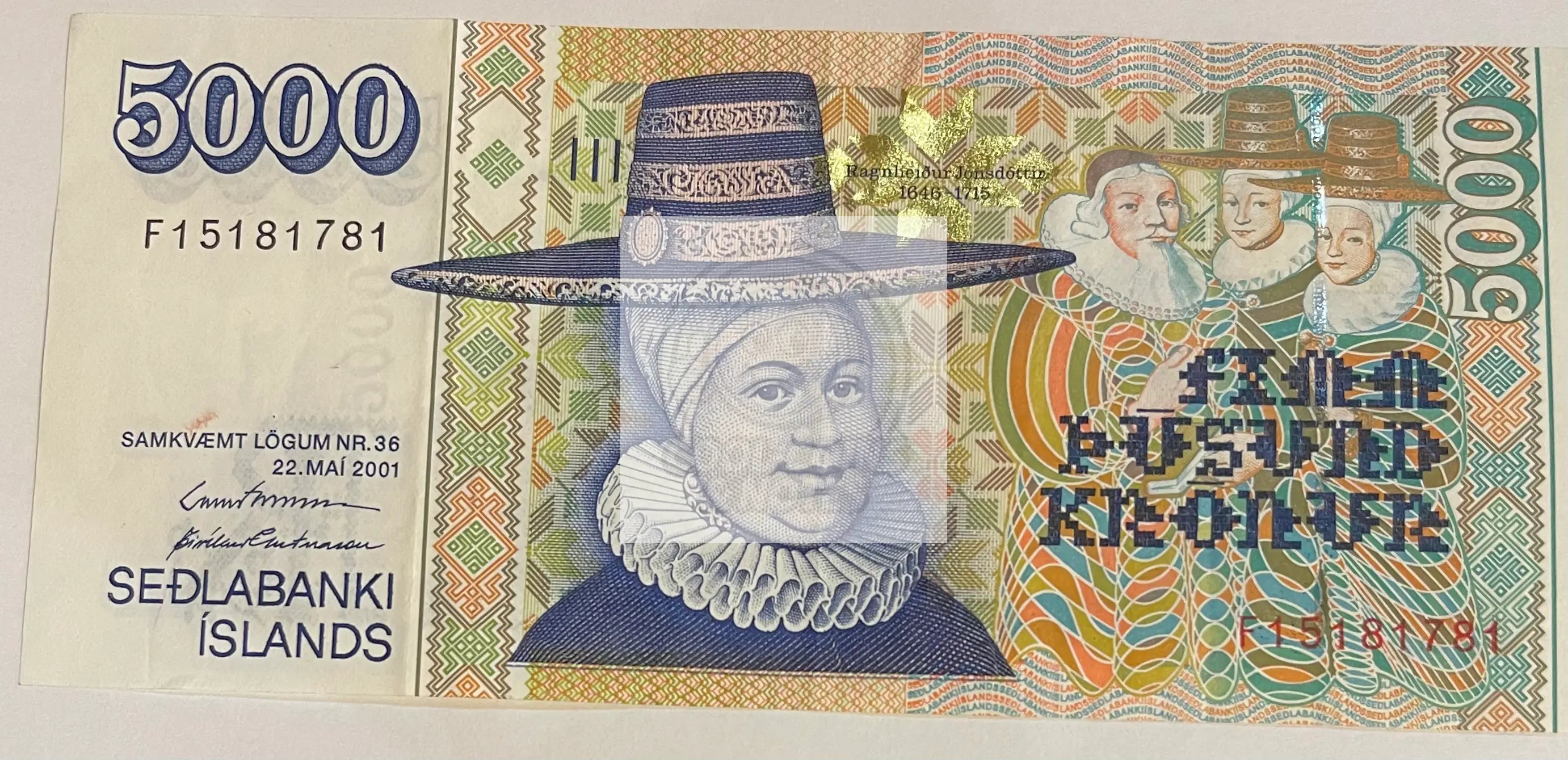 Iceland 2001 5000 Kronur P-60a, Used World Banknote - Cool Coins & Notes