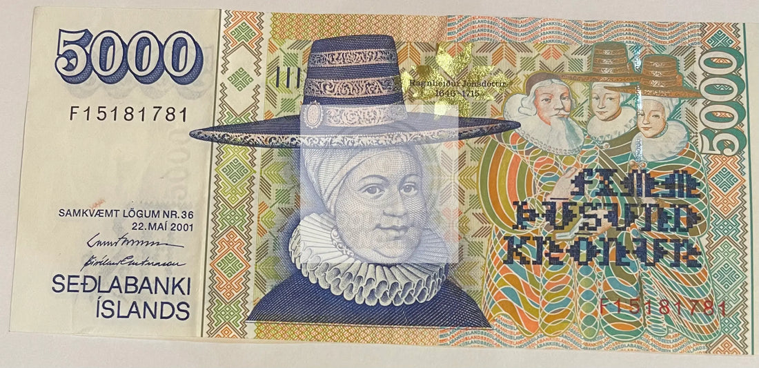 Iceland 2001 5000 Kronur P-60a, Used World Banknote - Cool Coins & Notes