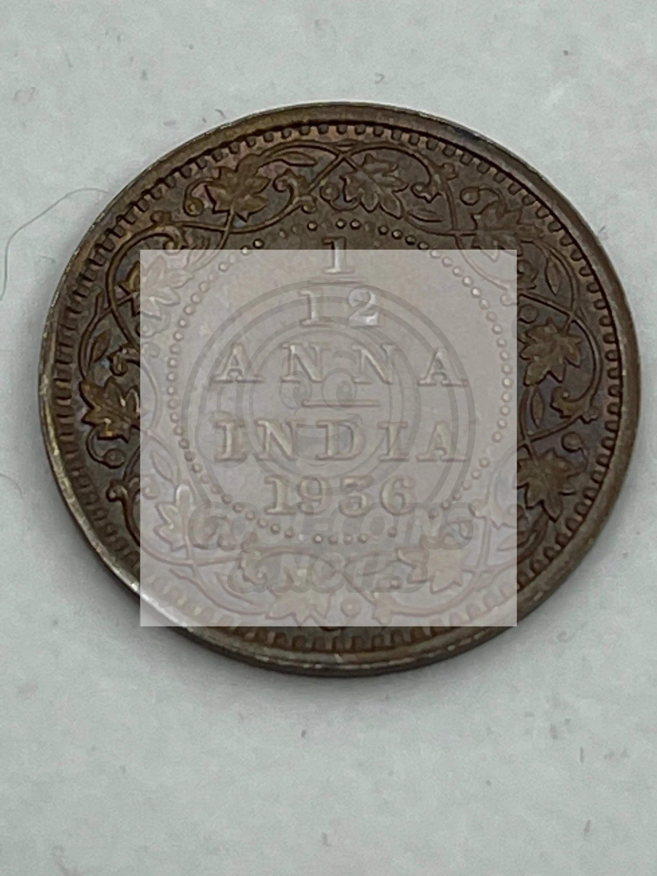 India 1936 C 1/12 Anna Coin P/L Restrike AU - Cool Coins & Notes