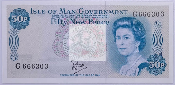 Isle of Man 1972 50 Pence  P-33 UNC Banknote - Cool Coins & Notes