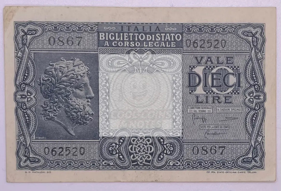 Italy 10 Lire P-32 P-32a 1944, Used Banknote - Cool Coins & Notes