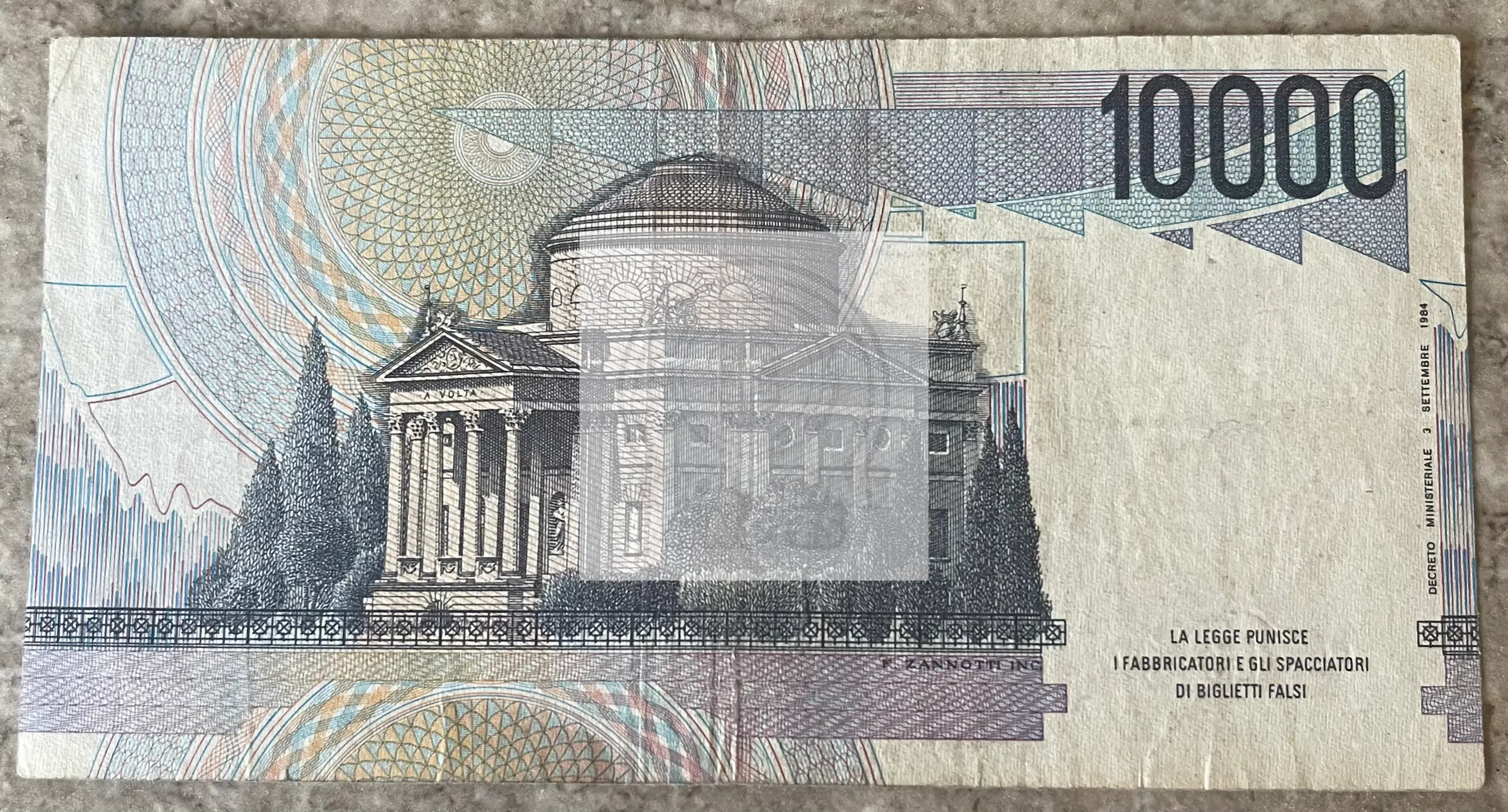 Italy 10,000 Lire 1984 banknote featuring Alessandro Volta and Antonio Vivaldi design
