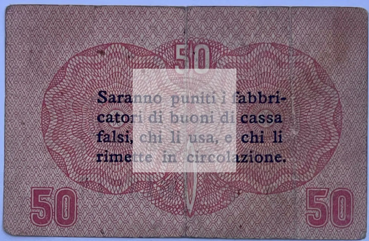Italy 1918 50 Centesimi P-M3 MPC Circulated World Banknote Cool Coins & Notes 