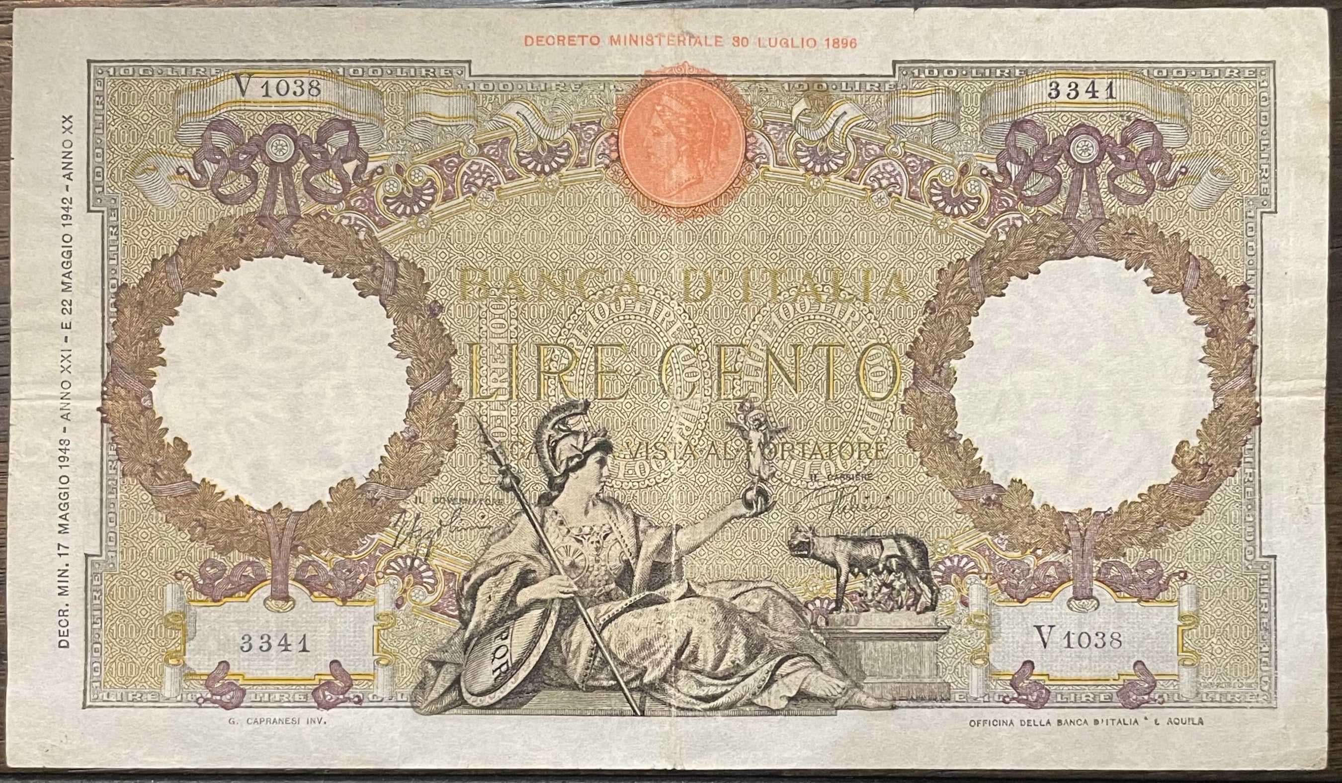 Italy 1936 100 Lire P-55a Banknote - Cool Coins & Notes