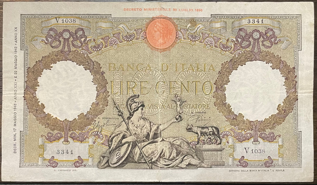 Italy 1936 100 Lire P-55a Banknote - Cool Coins & Notes