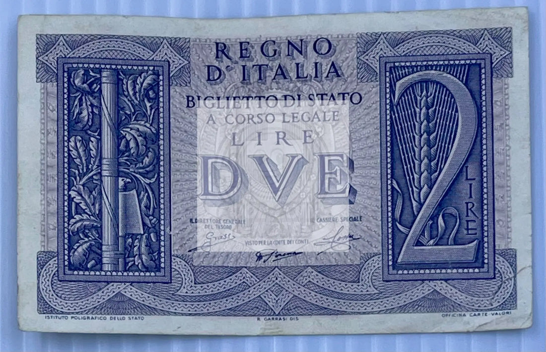 Italy 1939 2 Lire P-27 Used World Banknote - Cool Coins & Notes