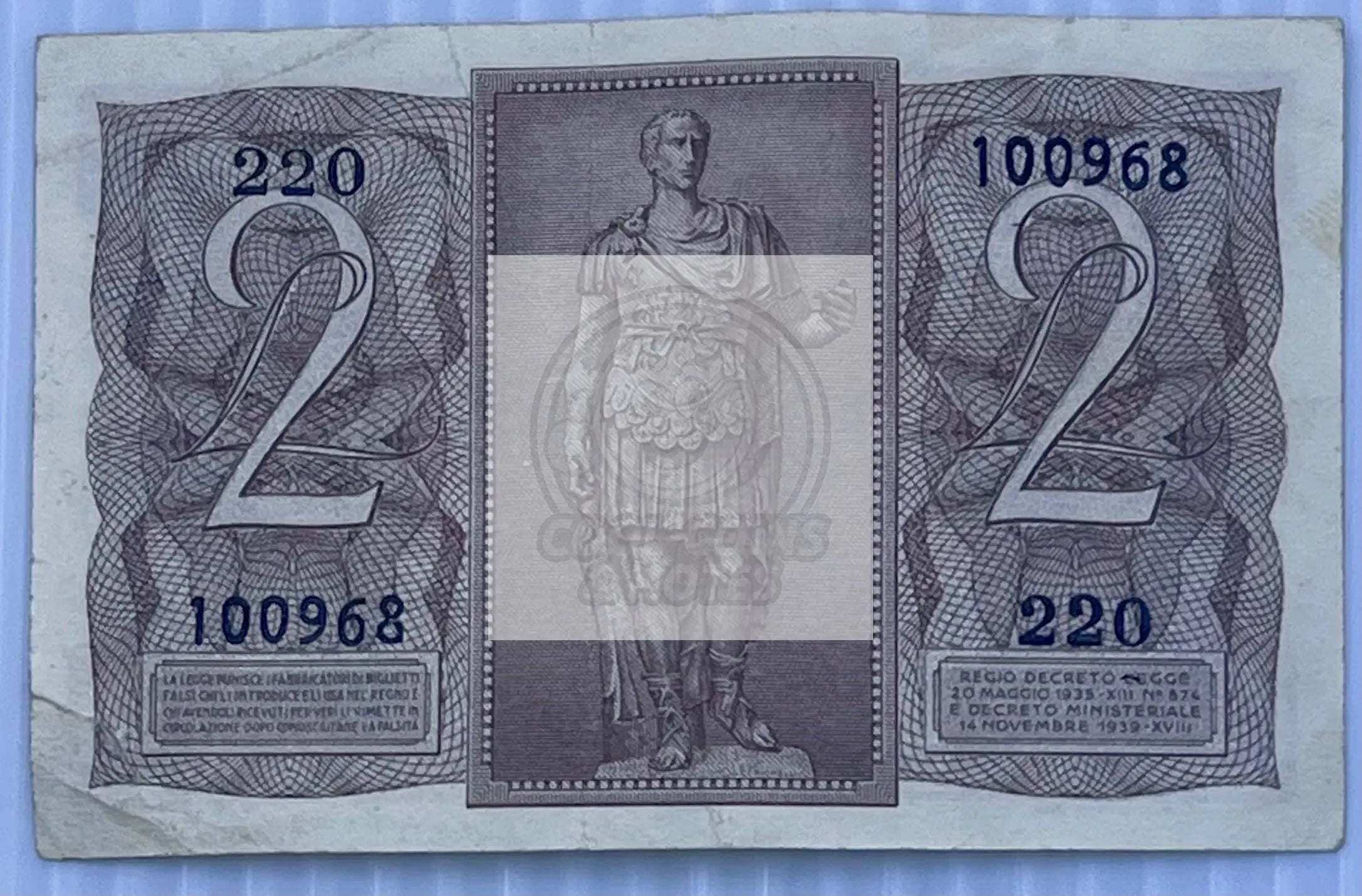 Italy 1939 2 Lire P-27 Used World Banknote - Cool Coins & Notes