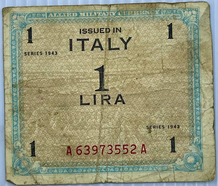 Italy 1943 1 Lire P-M12 WW2 MPC Used World Banknote - Cool Coins & Notes