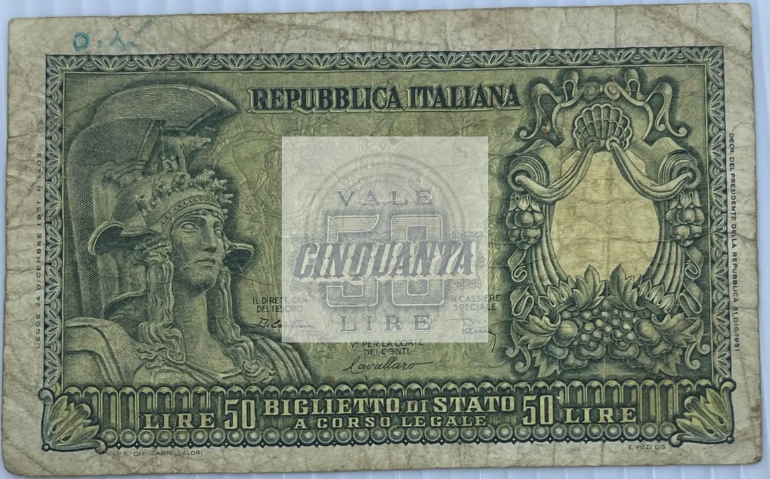Italy 1951 50 Lire P-91b, Used World Banknote - Cool Coins & Notes