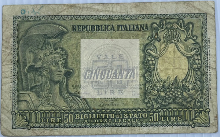 Italy 1951 50 Lire P-91b, Used World Banknote - Cool Coins & Notes