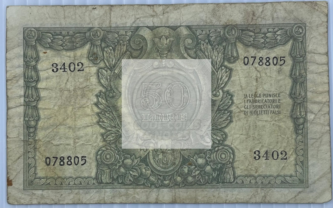 Italy 1951 50 Lire P-91b, Used World Banknote - Cool Coins & Notes