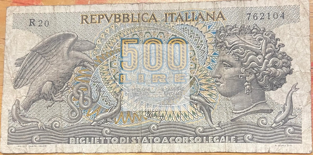 Italy 1970 500 Lire P-93a, Used World Banknote Currency - Cool Coins & Notes
