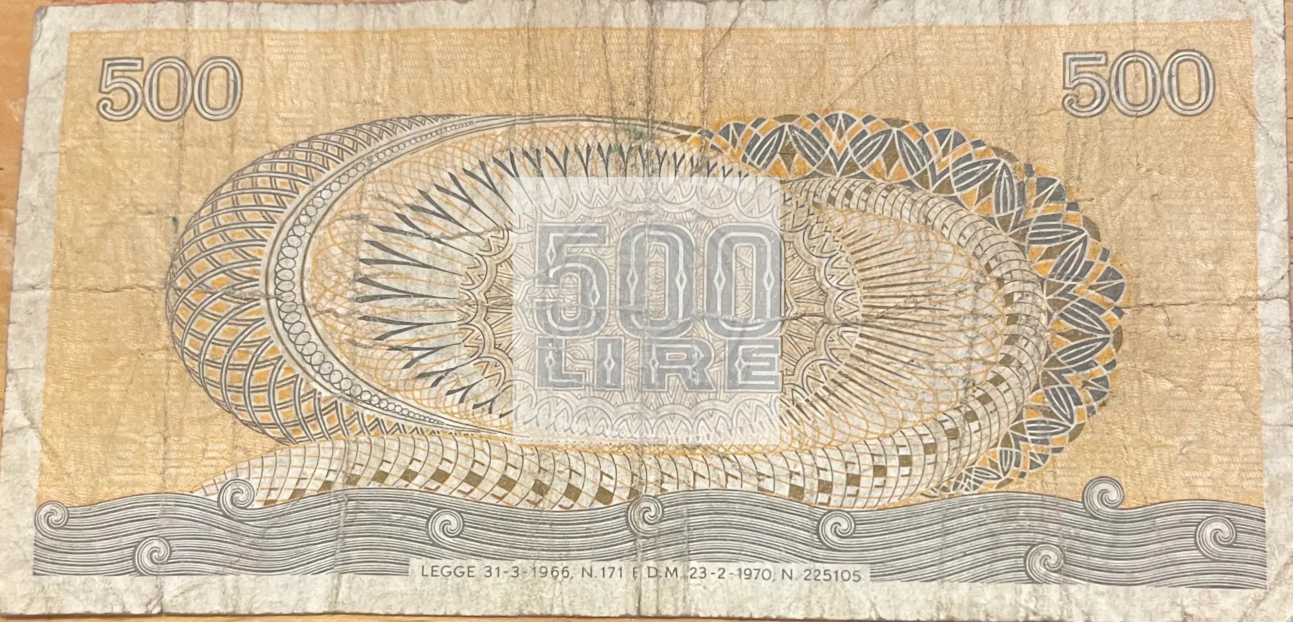 Italy 1970 500 Lire P-93a, Used World Banknote Currency - Cool Coins & Notes