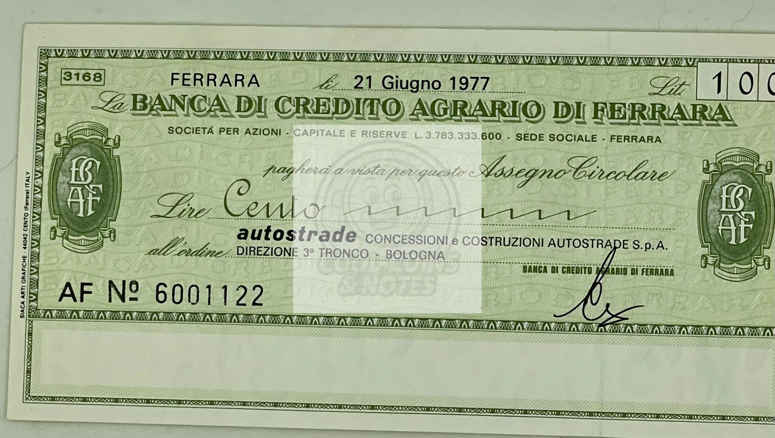 Italy 1977 (21.6.1977) 100 Lire Local Currency Banca di Credito Agrario di Ferra - Cool Coins & Notes