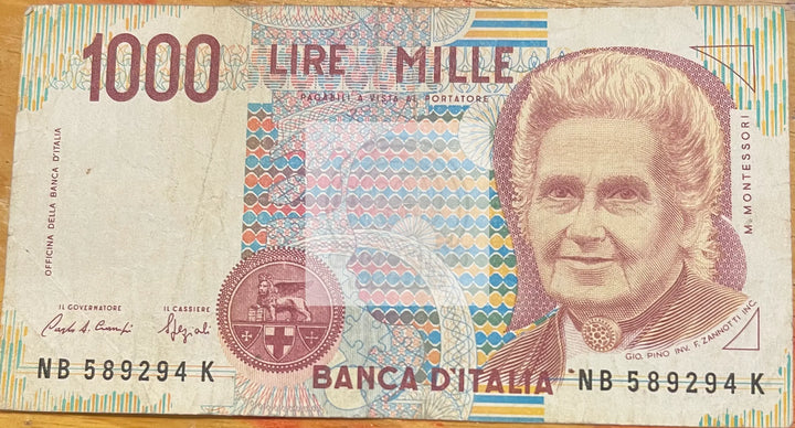 Italy 1991 1000 Lire P-114, Used World Banknote Currency - Cool Coins & Notes