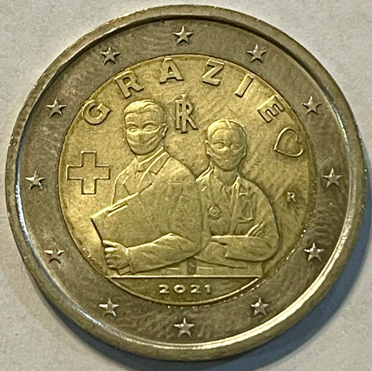 Italy 2 Euro Coin 2021 "GRAZIE" UNC