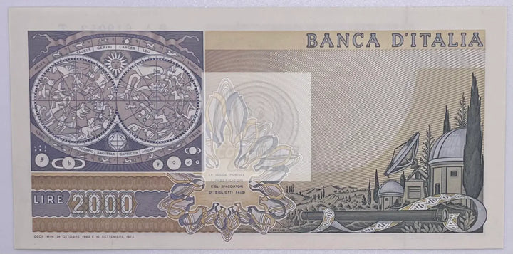 Italy, 2000 Lire, L. 1973 (24-10-1983), P-103 (103c), UNC Gallileo - Cool Coins & Notes
