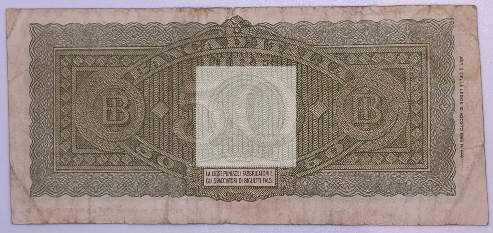 Italy:P-74,50 Lire,1944 * ITALIA * WWII - Cool Coins & Notes