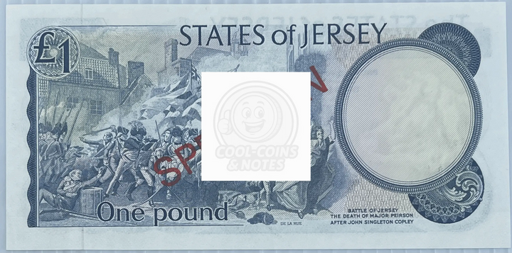Jersey 1976-1988 1 Pound P-11s Specimen UNQ QEII World Banknote Currency