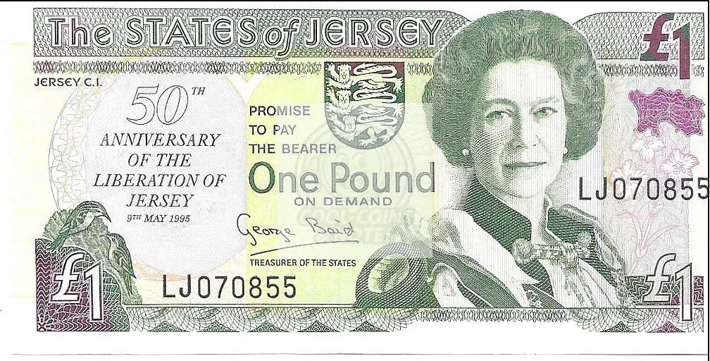 Jersey, 1 pound, 1995, P-25a UNC - Cool Coins & Notes