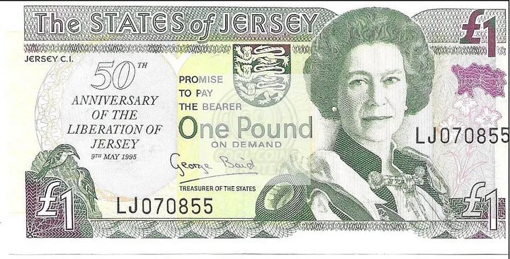 Jersey, 1 pound, 1995, P-25a UNC - Cool Coins & Notes