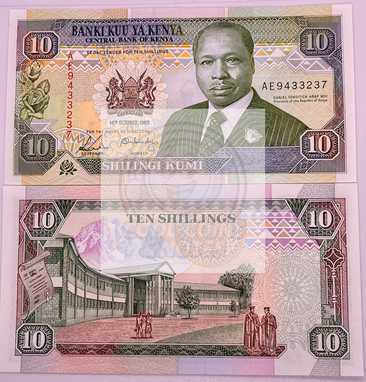 KENYA 10 Shillings (1989) Pick 24a, Uncirculated - Cool Coins & Notes