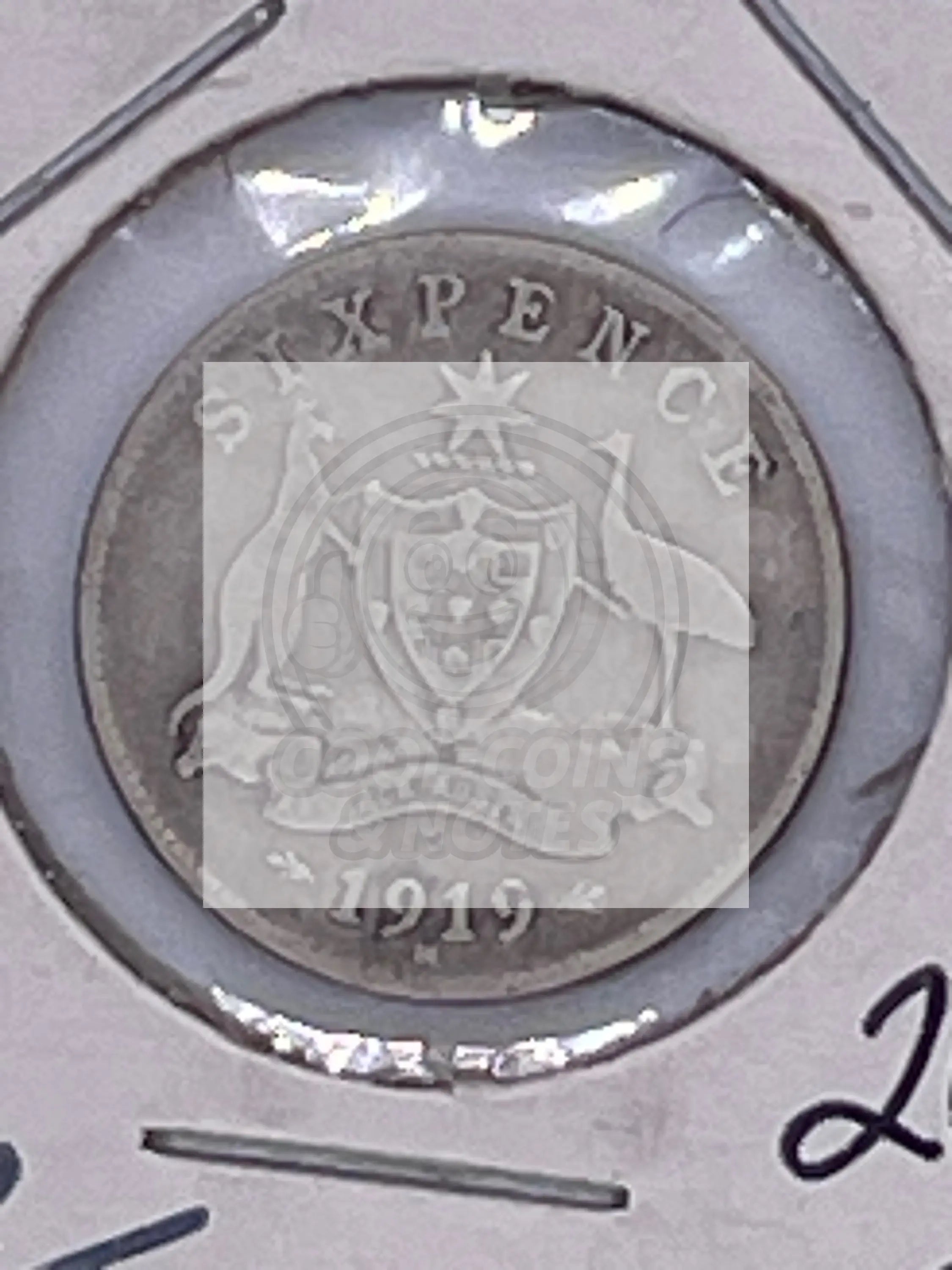 Key Date : AUSTRALIA 0.925 Silver 1919 M George V 6 Pence Sixpence KM# 25. - Cool Coins & Notes