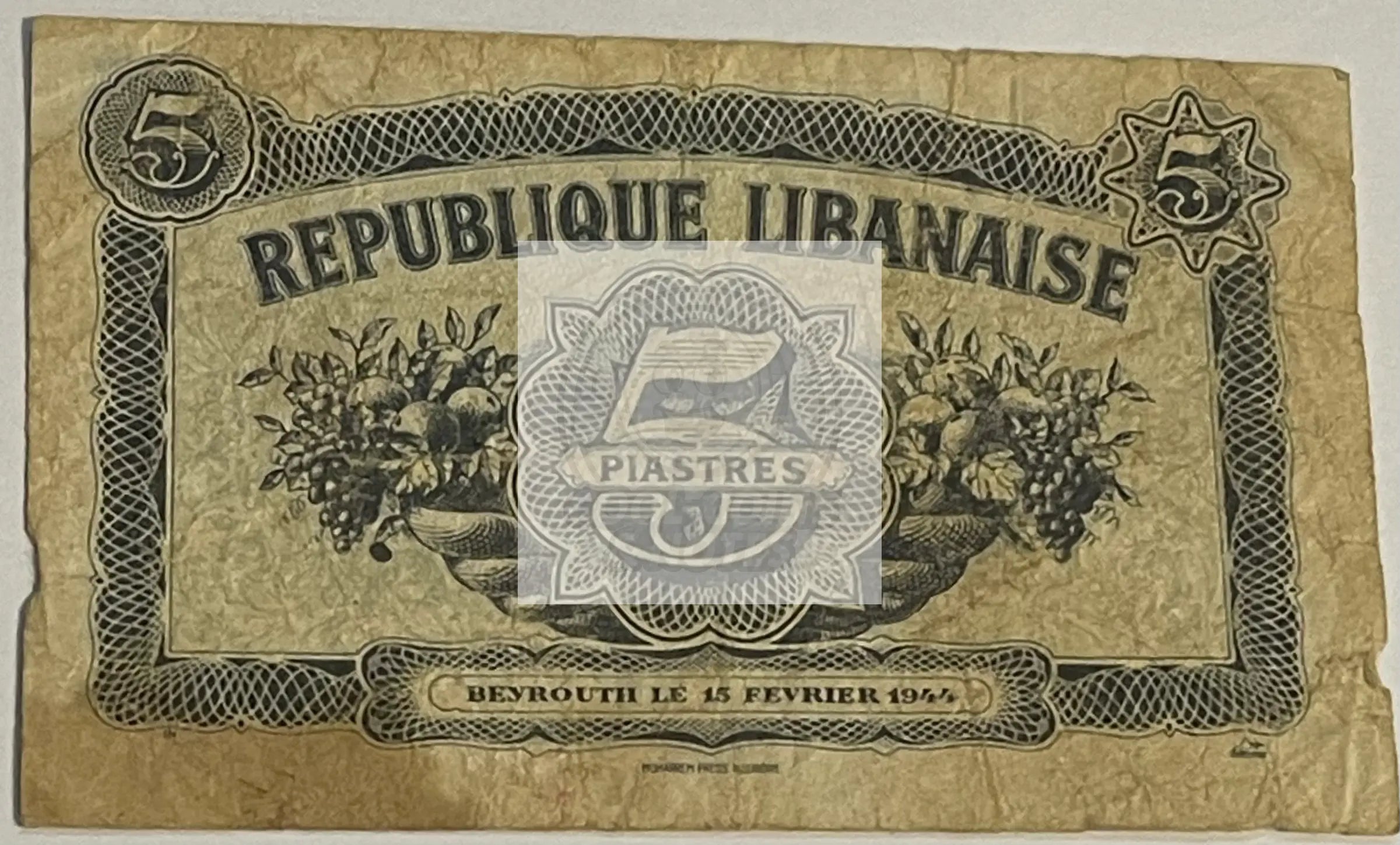 Lebanon 1944 10 Piastres P-38, Used World Banknote - Cool Coins & Notes