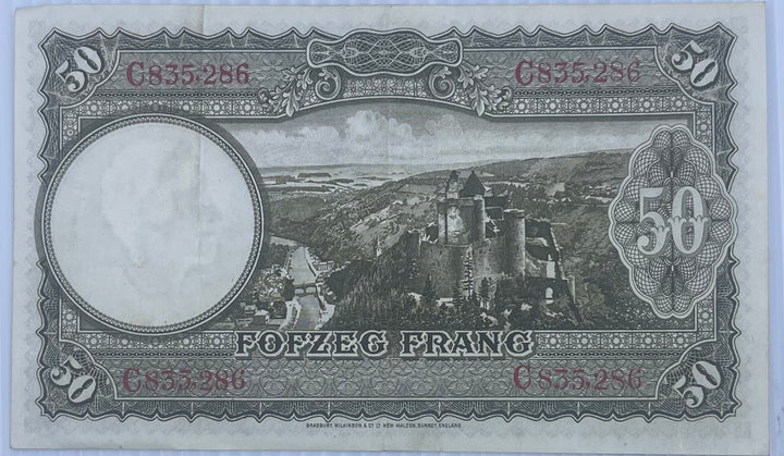 Luxembourg 1944 50 Francs P-46a Banknote - Cool Coins & Notes