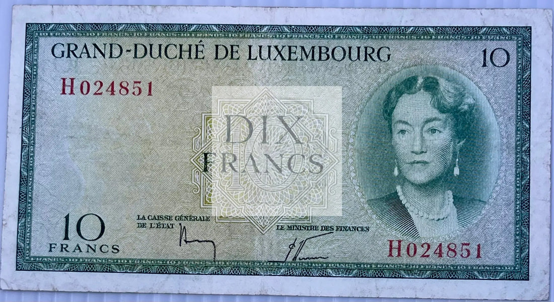 Luxembourg 1954 10 Francs P-48 Used World Banknote - Cool Coins & Notes