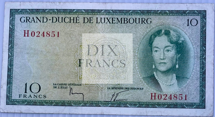 Luxembourg 1954 10 Francs P-48 Used World Banknote - Cool Coins & Notes