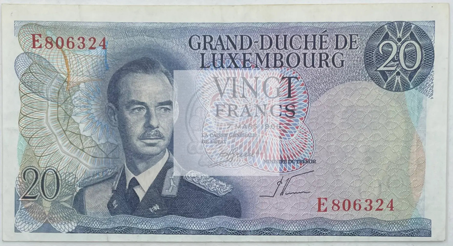 Luxembourg 20 Francs 1966 P54a, Used - Cool Coins & Notes