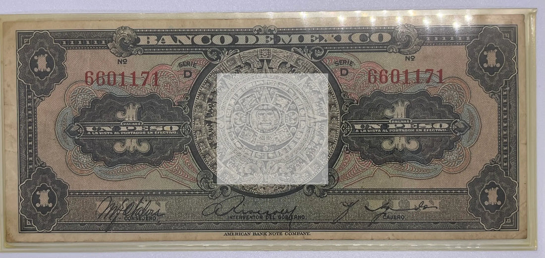 MEXICO 1936 P-28b 1 Peso Serie D, Used Banknote - Cool Coins & Notes