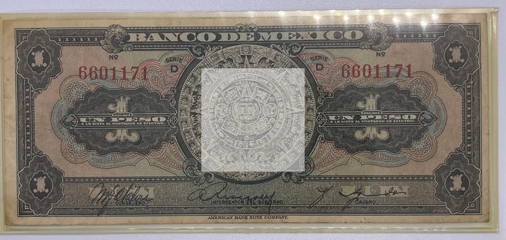 MEXICO 1936 P-28b 1 Peso Serie D, Used Banknote - Cool Coins & Notes