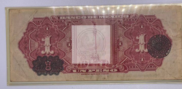 MEXICO 1936 P-28b 1 Peso Serie D, Used Banknote - Cool Coins & Notes